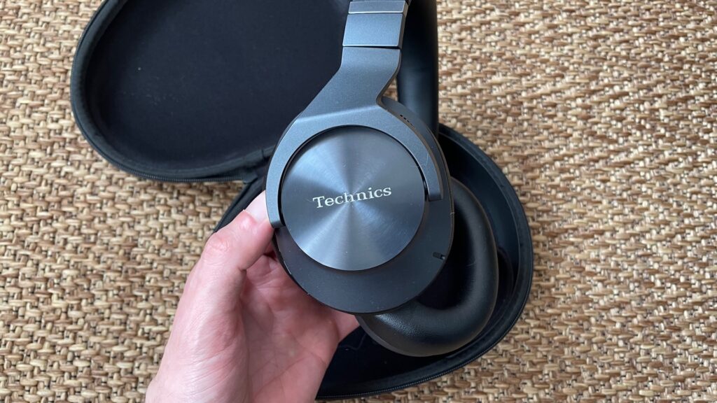 The touch surface of the Technics A800 headphones