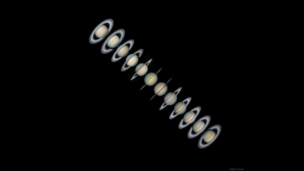 Observations de Saturne, pendant une durée de 15 ans, par Damian Peach. // Source : Via Twitter @peachastro