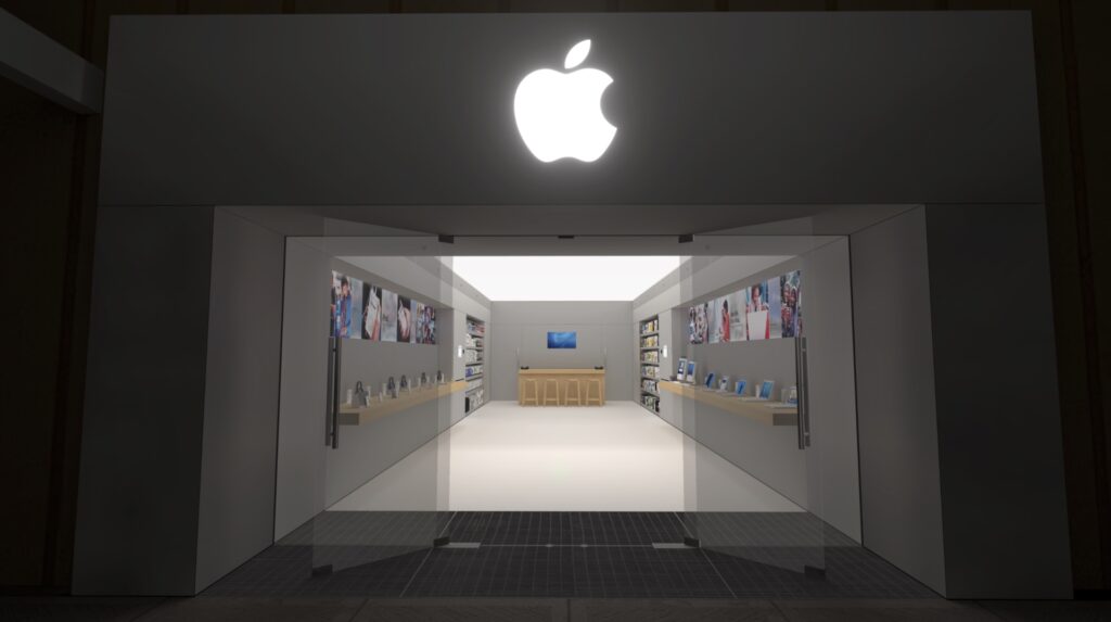 Nous n'en avons pas eu d'aussi petits en France, mais Apple a lancé des mini magasins à une époque. // Source : Capture Numerama
