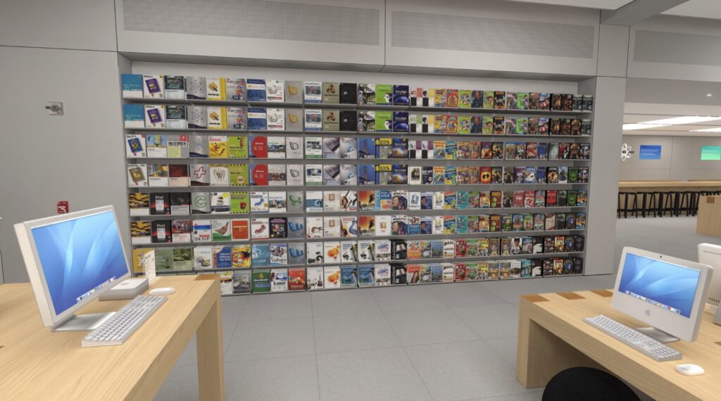Dans tous les Apple Store, il y avait un rayon logiciels. // Source : Capture Numerama
