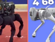 un robot chinois équipé d'une arme // Source : YouTube / Numerama