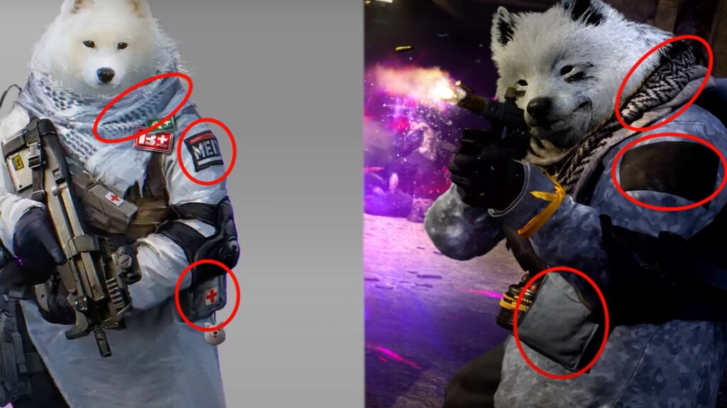 Comparaison de la tenue chien dans Call of Duty // Source : Capture YouTube