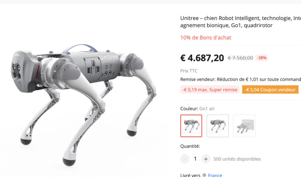 Robot Unitree sur AliExpress // Source : Numerama