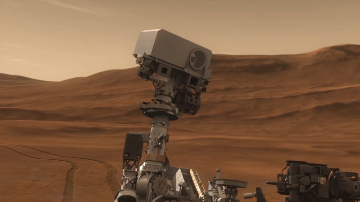 Curiosity, vue d'artiste. // Source : Capture YouTube Nasa JPL