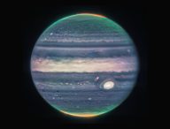 Jupiter vue par le JWST. // Source : NASA, ESA, CSA, Jupiter ERS Team; image processing by Judy Schmidt.