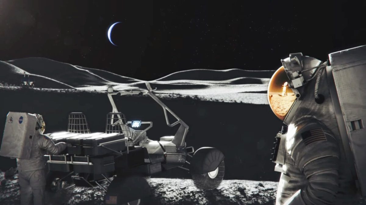 Le retour de l'humanité sur la Lune, vue d'artiste. // Source : Capture d'écran YouTube Nasa Goddard