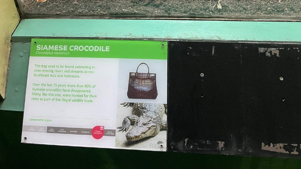 L'écriteau posté devant le sac à main. // Source : Zoo de Londres / photo postée sur Twitter