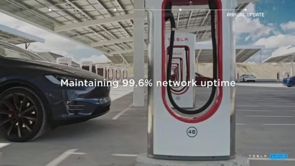 Una tasa de disponibilidad del 99,6% de los terminales // Fuente: Capture du live Tesla