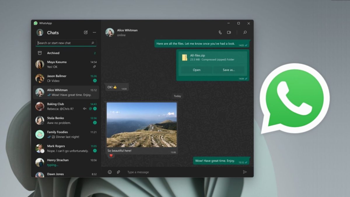 L'interface de WhatsApp pour Windows. // Source : WhatsApp / Numerama