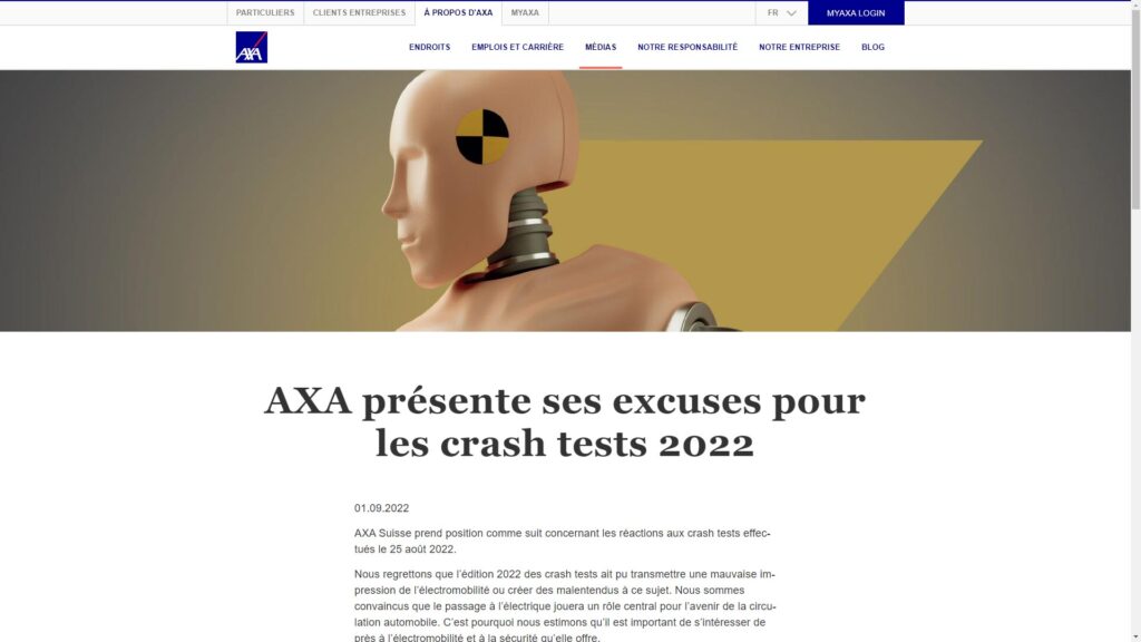 Axa et ses excuses publiques // Source : Capture site Axa Suisse