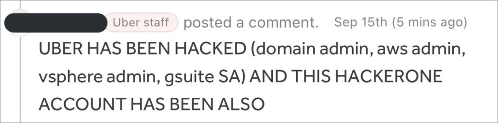 Le pirate a laissé un commentaire sous les rapports de vulnérabilité HackerOne. // Source : Sam Curry