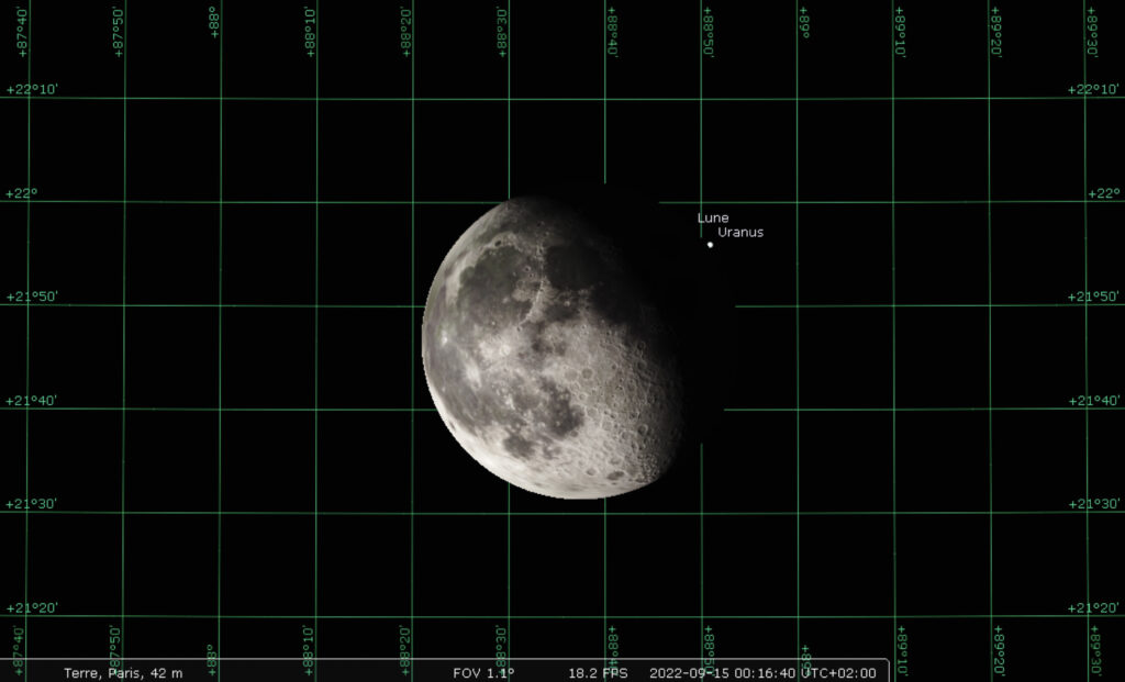 Émersion d'Uranus vue de Paris. // Source : Capture d'écran IMCCE