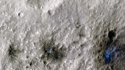 Les cratères formés par les impacts sur Mars. // Source : NASA/JPL-Caltech/University of Arizona