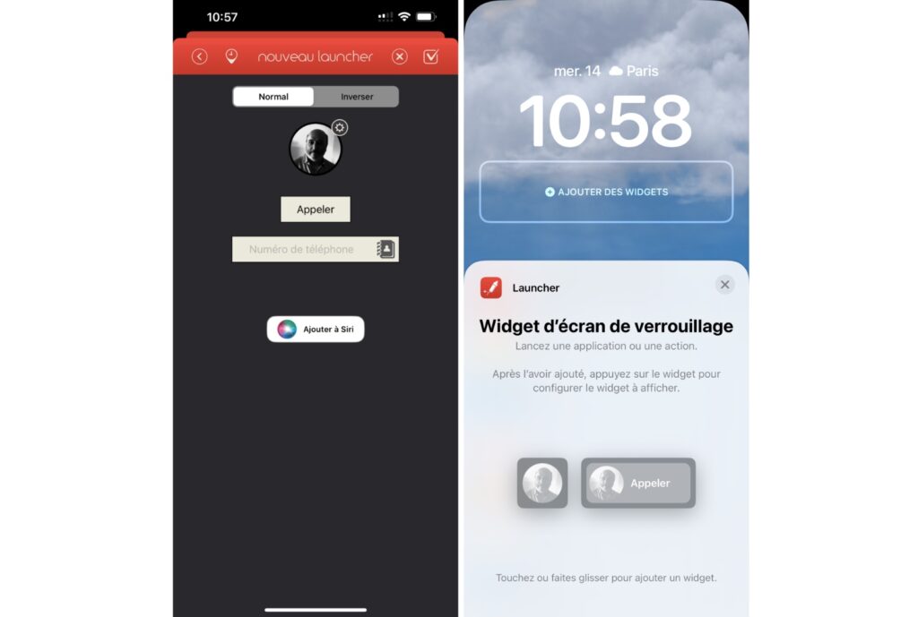 Launcher permet par exemple d'épingler un contact sur son écran de verrouillage, pour l'appeler directement. // Source : Numerama