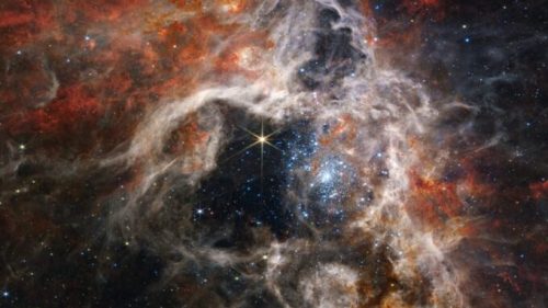 Nébuleuse de la Tarentule. // Source : NASA, ESA, CSA, STScI, Webb ERO Production Team (photo recadrée)
