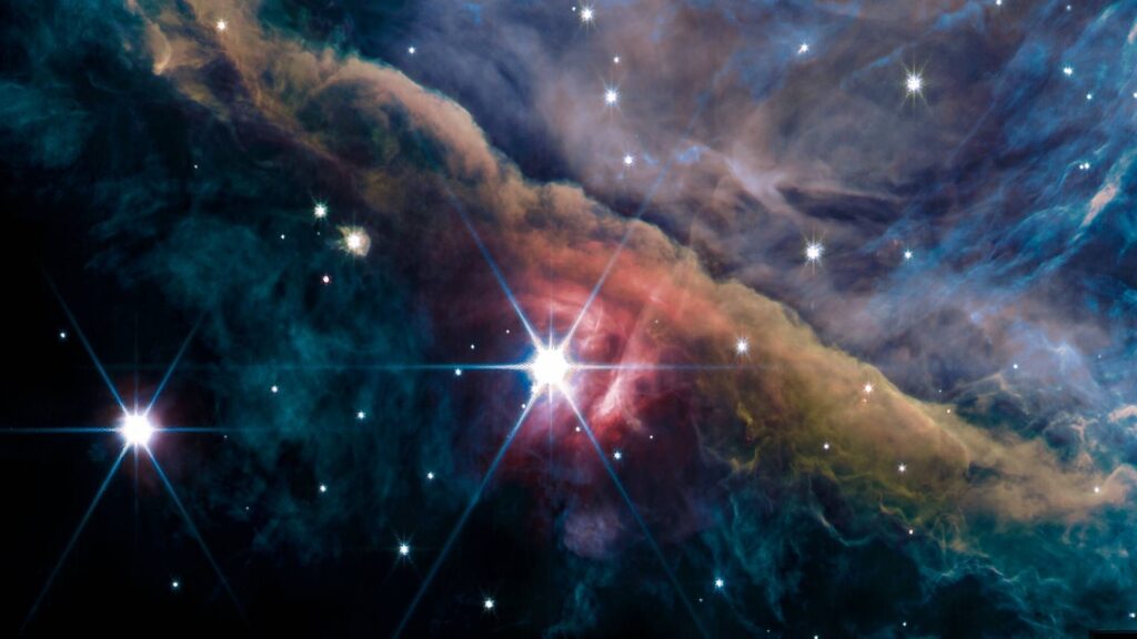 Nébuleuse d'Orion. // Source : NASA, ESA, CSA (image recadrée) Nébuleuse d'Orion. // Source : NASA, ESA, CSA (image recadrée)