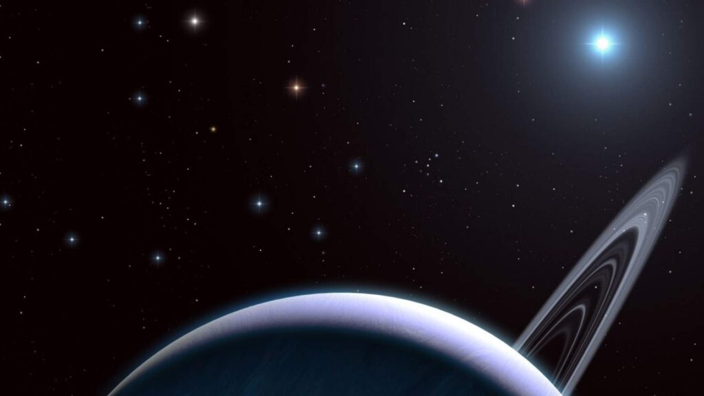 Exoplanète géante dérobée par une étoile, vue d'artiste. // Source : University of Sheffield
