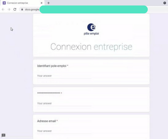 Ce site n'est en réalité qu'un Google Doc dans lequel la victime va rentrer ses identifiants. // Source : Vade