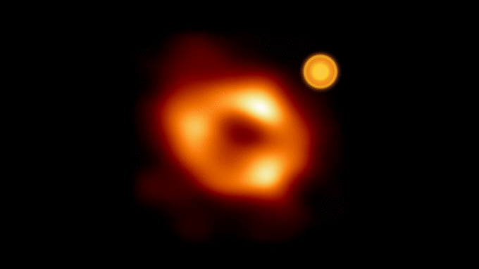 Mouvement de la bulle autour du trou noir. // Source : YouTube ESO