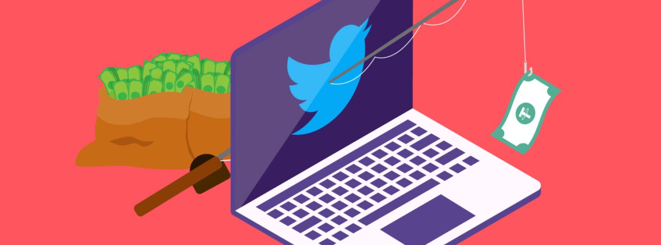 Des arnaques sur Twitter // Source : Nino Barbey pour Numerama / Laptop par Freepik Des arnaques sur Twitter // Source : Nino Barbey pour Numerama / Laptop par Freepik