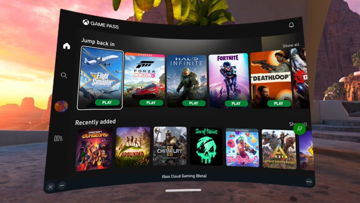 Le Xbox Game Pass dans les casques Meta // Source : Meta