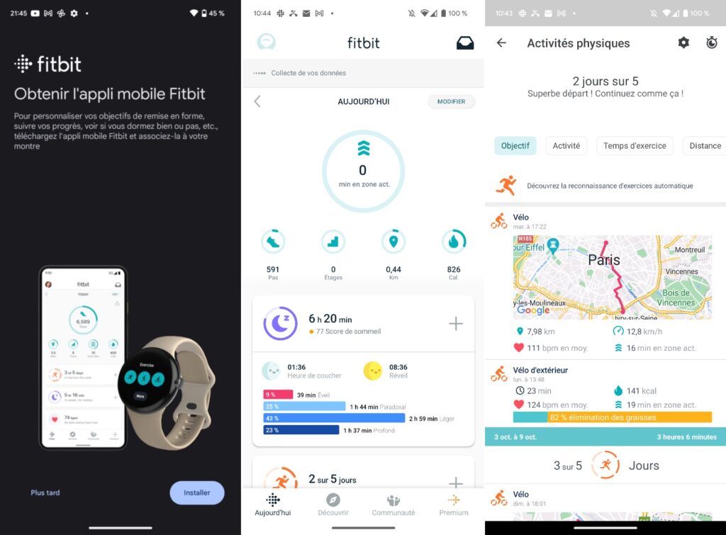 L'application Fitbit doit être installée pour accéder à certaines données de santé. // Source : Captures Numerama