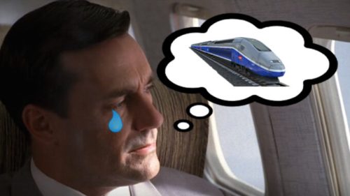 Cette personne est triste et aurait préféré prendre le train, mais c'est cher. // Source : Mad Men — StickPNG — SNCF