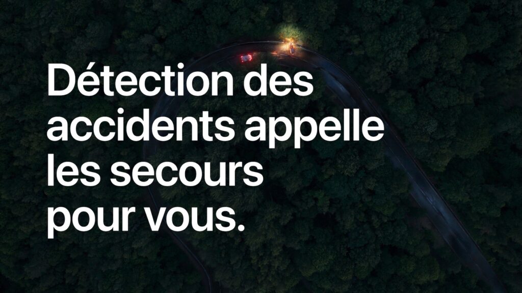 Fonctionnalité 'Détection des accidents' sur iPhone 14 // Source : Apple