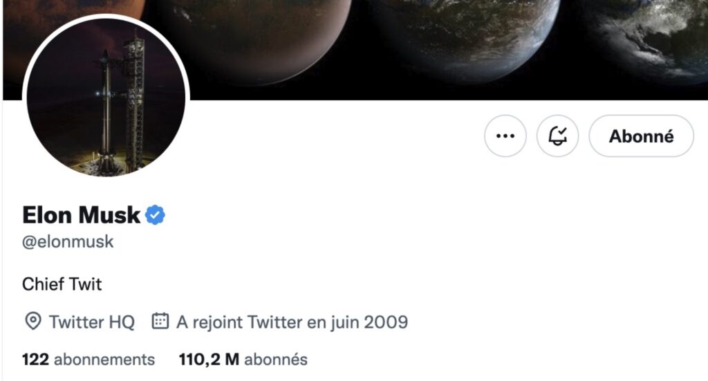Sur son profil Twitter, Elon Musk a déjà officialisé son statut de chef de Twitter.  // Source : Capture Numerama