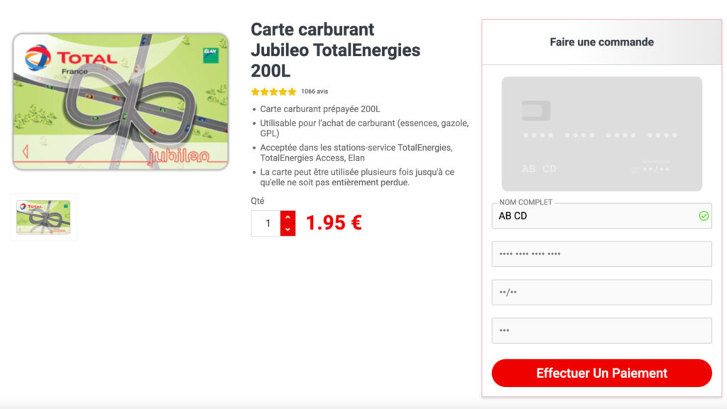 Le site vous demande de rentrer vos coordonnées bancaires : il ne faut surtout pas le faire // Source : Capture d'écran Numerama