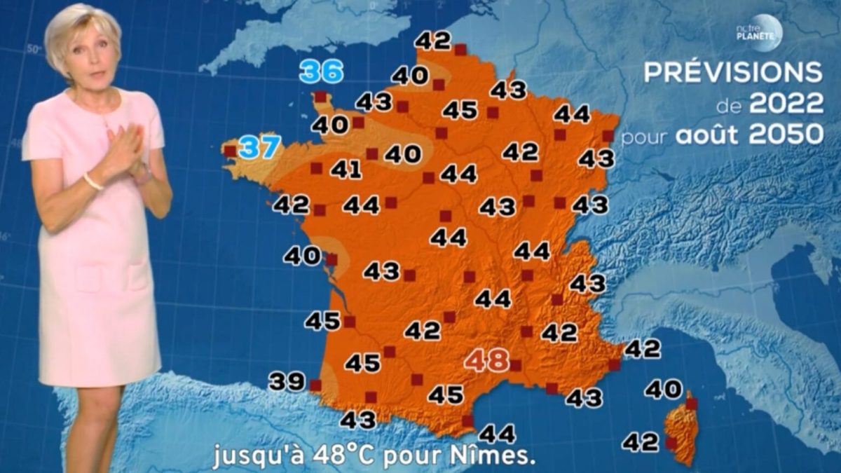 Projection d'une canicule en 2050, à partir des données de 2022. // Source : TF1/Météo-France