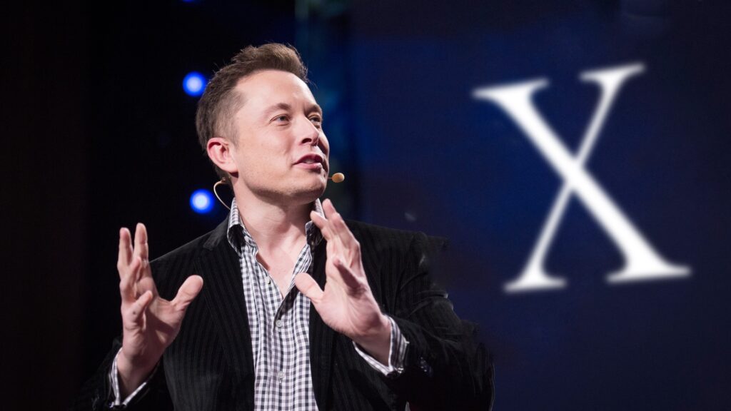 Elon Musk a mentionné l’idée de remplacer Twitter par X, l’app qui fait tout. // Source : Montage Numerama