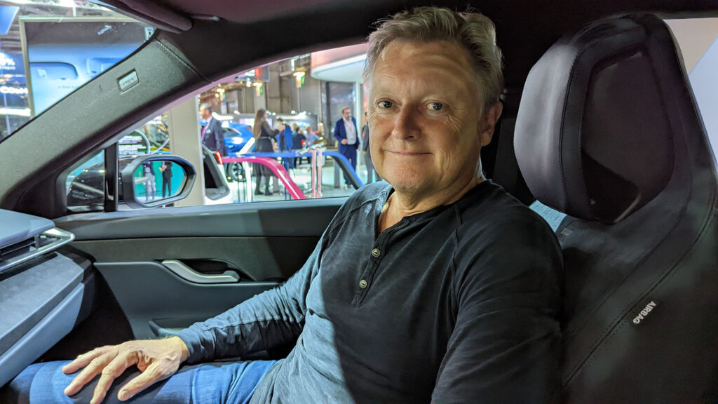 Henrik Fisker aboard the Fisker Ocean at the Paris World Cup // Source: Raphaelle Baut