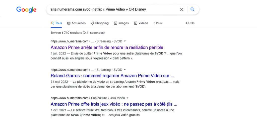 Un exemple de recherche Google super efficace. // Source : Capture d'écran Google