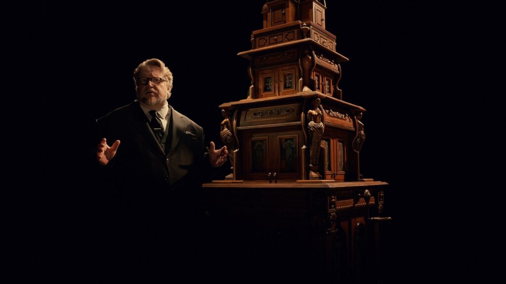 Guillermo del Toro takes the stage alongside his amazing Cabinet of Curiosities // Source: Netflix