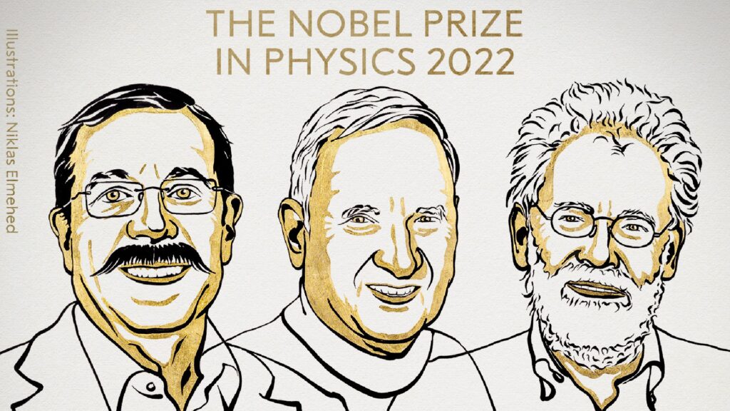 Alain Aspect, John Clauser et Anton Zeilinger // Source : Nobel de Physique 2022