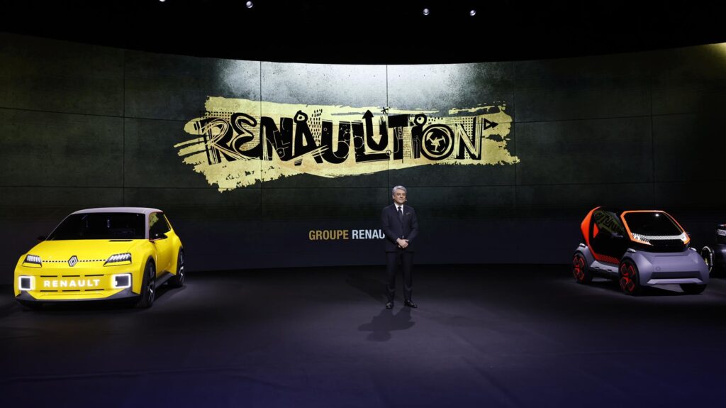 Luca de Meo lors de la pr&eacute;sentation strat&eacute;gique Renaulution // Source : Groupe Renault