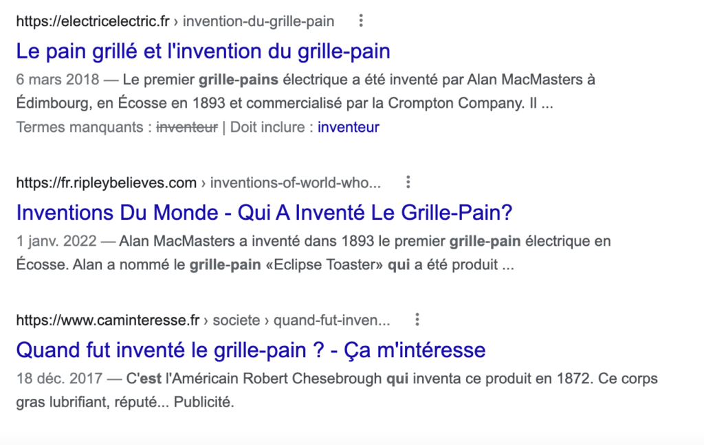 Même si la page Wikipédia a été supprimée, Alan MacMasters continue d'être référencé comme l'inventeur du grille-pain sur Internet // Source : Capture d'écran Numerama