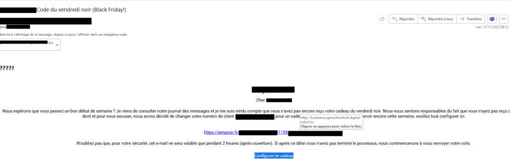 Un exemple de mail destiné à tromper son destinataire. // Source : Vade Un exemple de mail destiné à tromper son destinataire. // Source : Vade