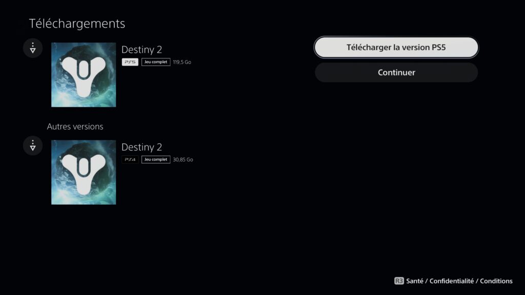 Télécharger la bonne version d'un jeu sur PS5 // Source : Capture PS5 Télécharger la bonne version d'un jeu sur PS5 // Source : Capture PS5