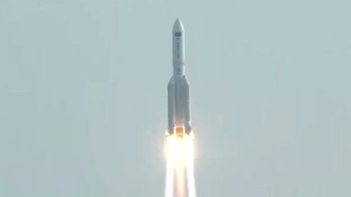 Lancement de la fusée Longue Marche 5B le 31 octobre 2022. // Source : Capture d'écran YouTube SciNews