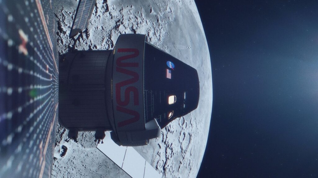 An artist's impression that shows what the view from Orion's cameras should look like.  // Source: Flickr/CC/Nasa Orion Spacecraft