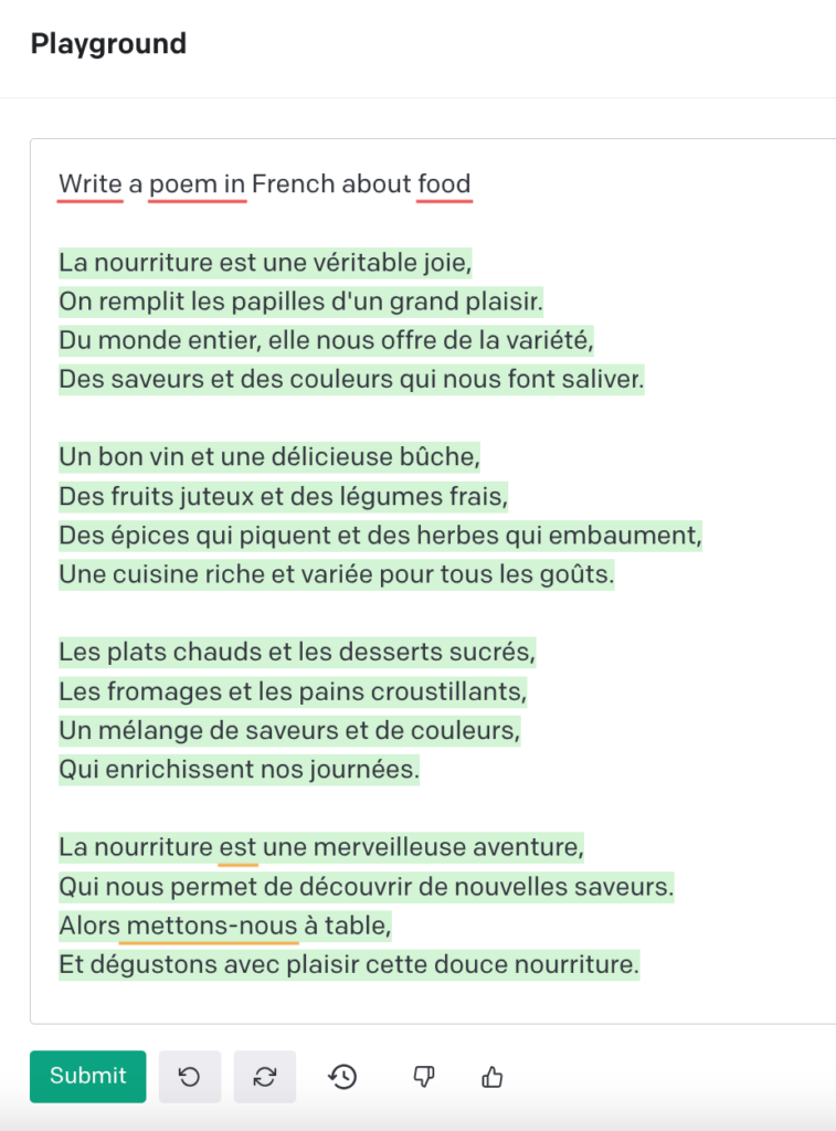 « La nourriture est une merveilleuse aventure », on ne peut qu'être d'accord // Source : OpenAI « La nourriture est une merveilleuse aventure », on ne peut qu'être d'accord // Source : OpenAI