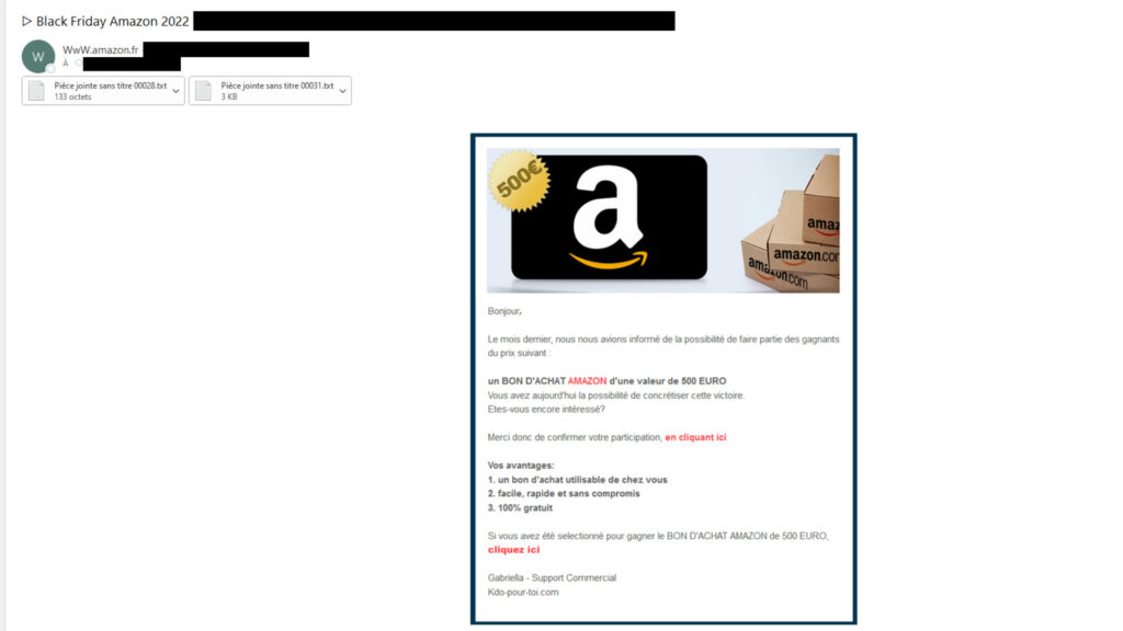 Non, Amazon ne fait pas des bons d'achats à 500 euros. // Source : Vade