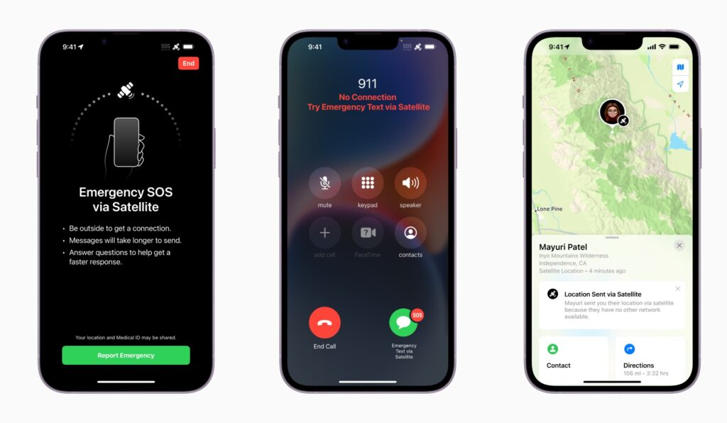 La fonction permet aussi d'envoyer sa localisation sans réseau. // Source : Apple La fonction permet aussi d'envoyer sa localisation sans réseau. // Source : Apple