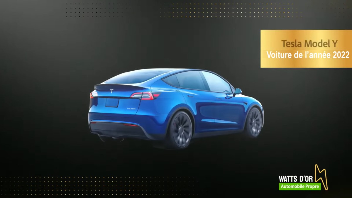 Tesla Model Y gagnante des Watts d'Or 2022 // Source : capture live automobile propre