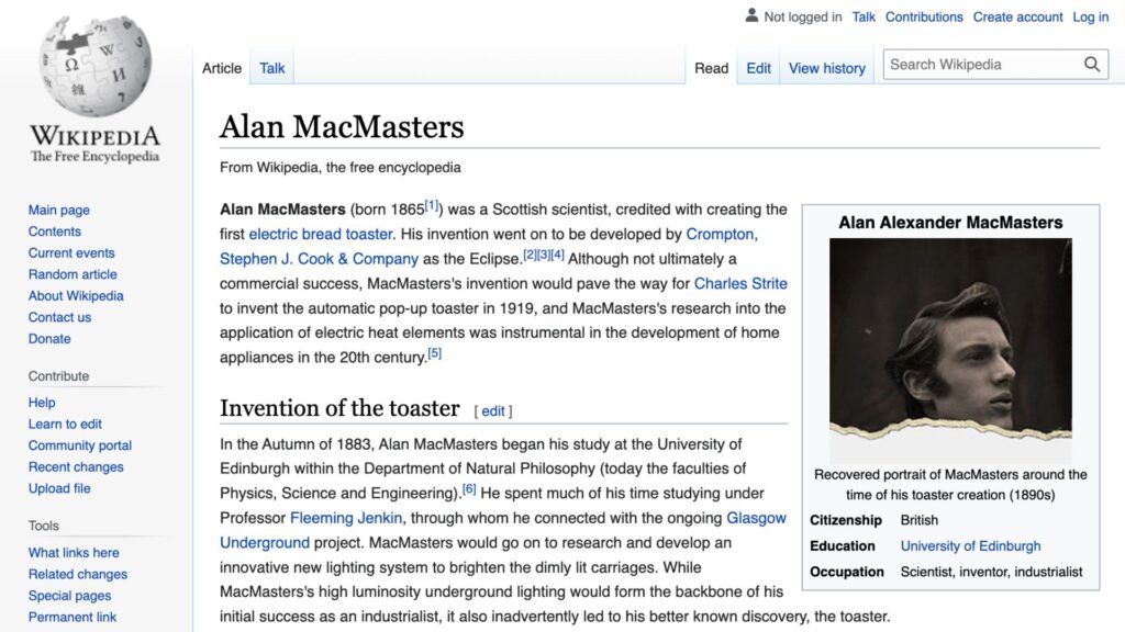 Alan MacMaster n'a, hélas, pas inventé le grille-pain // Source : Wikipédia