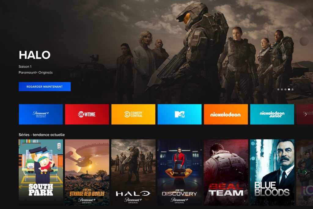 La page d’accueil de Paramount+, avec l’accès à différents univers. // Source : Capture Numerama