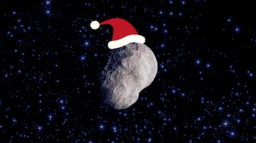 Vue d'artiste d'un astéroïde de Noël. // Source : ESA - C. Carreau (modifié avec Canva)