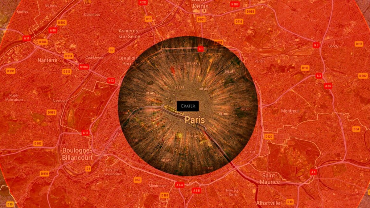 Le simulateur d'impact d'astéroïde. // Source : Capture d'écran Neal Fun